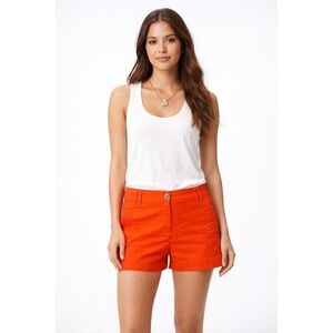 Tory Burch Orange Tailored Shorts Designer Summer Casual Chic Size 10